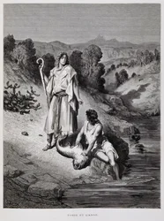 Tobías y el ángel, ilustración de la Biblia de Dore