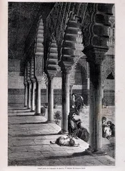 Vista del gran patio del Alcázar en Sevilla - por Doré, en "Tour du Monde", 2º semestre de 1866