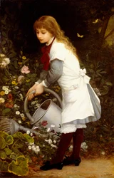 Joven Chica en un Jardín