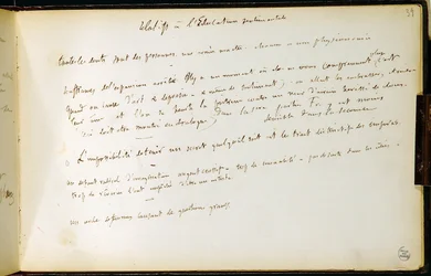 Folio 39 del cuaderno n. 19 Página manuscrita de los borradores de Gustave Flaubert. Planes para la educación sentimental. BHVP.