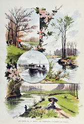El borde del Marne: de Charenton a Nogent en 1887. Ilustración de Gustave Fraipont (1849-1923) Grabado de 1887 en “Paris-Illustrous journal weekly”.