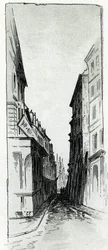 Vista de la calle del Hotel Colbert cerca de la plaza Maubert en París Dibujo de Gustave Fraipont (1849-1923) desde Saint-Juirs