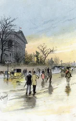 Vista del Palacio Borbón, sede de la Asamblea Nacional francesa, París. Dibujo de Gustave Fraipont (1849-1923) a partir de Saint-Juirs