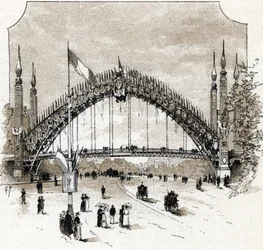 Vista de la pasarela del Puente del Alma durante la Exposición Universal de París