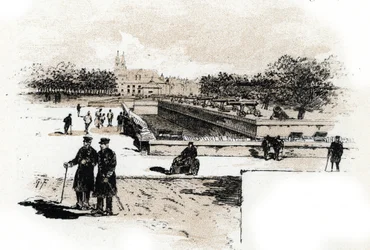 Vista del hospital de veteranos de guerra del Hotel des Invalides, París Dibujo de Gustave Fraipont (1849-1923) desde Saint-Juirs