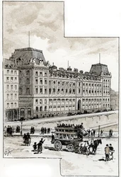 Vista del departamento de policía en el quai des golfevres, París Dibujo de Gustave Fraipont (1849-1923) desde Saint-Juirs