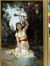 Joven lavanda oriental. Pintura de Gustave Guillaumet (1840-1887). cm 75x49 Mención obligatoria: Colección Fundación Saludos de Provenza, Marsella