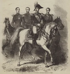 El emperador Alejandro de Rusia y los grandes duques Constantino, Nicolás y Miguel