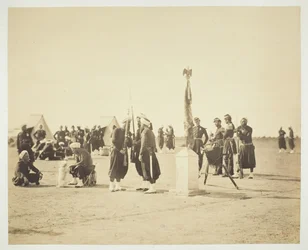 La bandera levantada del regimiento Zouave, Camp de Châlons