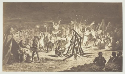 Sin título [Pintura de Las fogatas en Camp de Chalons por Bénédict Masson], 1857