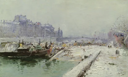 Isla de la Cité bajo la nieve