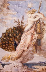Pavo real que se queja ante Juno, por Gustave Moreau (1826-1898)