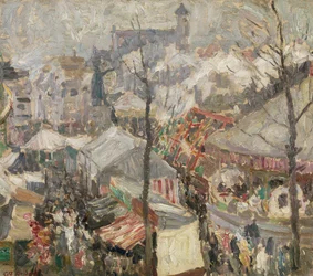 Feria en el Vrijdagmarkt de Gante (óleo sobre lienzo)