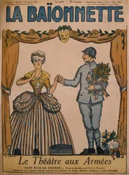 Teatro de los Ejércitos, ilustración de portada de "La Baionnette", nº 82, 25 de enero de 1917 (litografía en color)