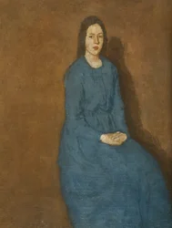 Una joven en azul