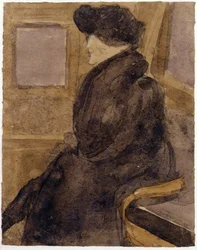 Anciana en un tranvía