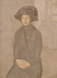 Joven mujer con un gran sombrero, c.1917-25