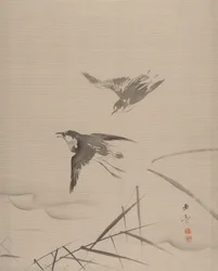 Pájaros pequeños y bambú