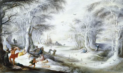 Paisaje invernal con la masacre de los inocentes
