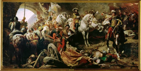 Reconquista del castillo de Buda a los turcos (pintura sobre lienzo)