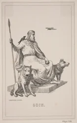 Odin. Ilustración para la historia de Dinamarca de Fabricius 1, 112.