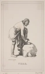 Vidar. Ilustración para la historia de Dinamarca de Fabricius 1, 143.