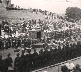 Un palanquín estatal en una procesión real, Delhi, India, 1912
