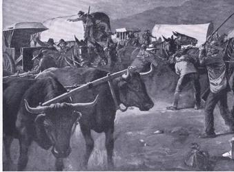 Un enganche apresurado (ilustración de After Pretoria: The Guerilla War, 1902)