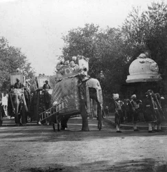 Una princesa punjabí en una procesión de elefantes, Delhi, India, 1900s