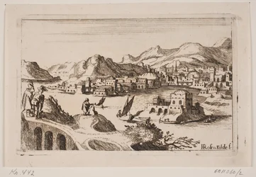 Paisaje Costero con Edificios Orientales