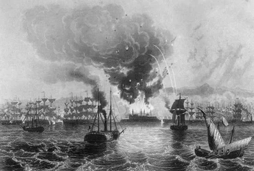 Bombardeo de San Juan de Acre por el Almirante Sir Charles Napier, 3 de noviembre de 1840, c1857