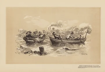 Oxford and Cambridge Boat Race, No 2, On the River (grabado)