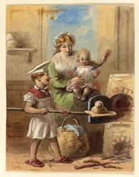 Niño horneando pan