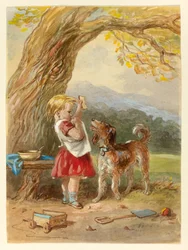Niña pequeña y perro