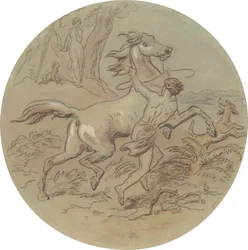 Uno de los dieciocho diseños para una serie de láminas que ilustran Venus y Adonis