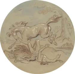 Uno de los dieciocho diseños para una serie de láminas que ilustran Venus y Adonis