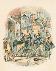 Escena de Nicholas Nickelby de Charles Dickens, 1838-1839