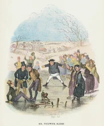 Escena de Los papeles póstumos del Club Pickwick de Charles Dickens, 1836