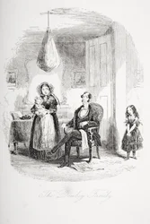 La familia Dombey, ilustración de Dombey e hijo de Charles Dickens (1812-70) publicada por primera vez en 1848