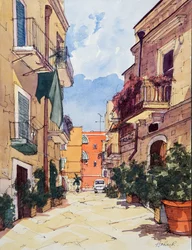 Casco antiguo, Bari, Italia, c. 2024 (acuarela y tinta sobre papel)