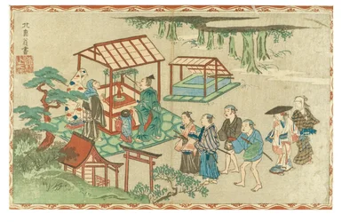 Visita a un santuario sintoísta, c.1830-1839 (xilografía sobre papel)