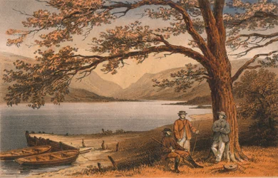 El lago del retiro placentero. Llyn Mwyngyl, desde Tal-y-Llyn, siglo XIX