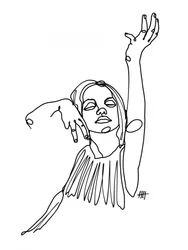 Mujer elegante en dibujo lineal