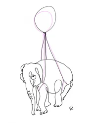 Elefante con un globo rosa