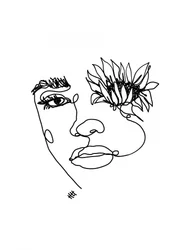 Dibujo lineal floral del rostro
