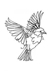 Dibujo lineal de un pájaro volando