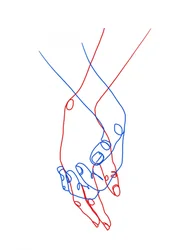 Dibujo lineal de «De la mano»