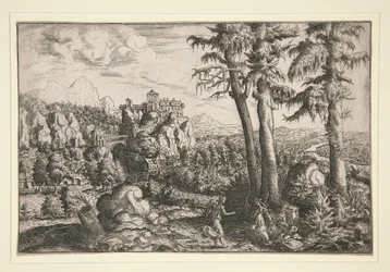paisaje con agar y ángel