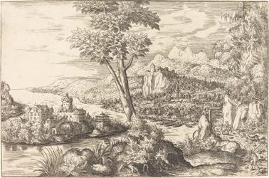 Paisaje con tres hombres