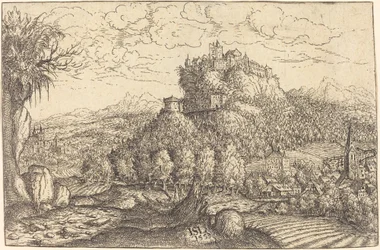 Paisaje con un castillo en el centro